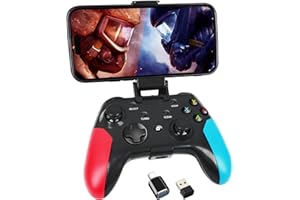 WZUICOV Multi Platform Game Controller for iPhone, Android, Switch, PC, TV Box, Apple Arcade & Cloud Gaming, with Xbox and Dualshock Dual Bluetooth, USB Dongle, A-C Adapter, Mobile Phone Clip