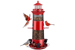 Decflow Bird Feeders for Outdoors Hanging, Wild Bird Feeder for Outside Bird, 4 lbs Large Capacity Durable Metal Bird Seed Feeder for Small Birds