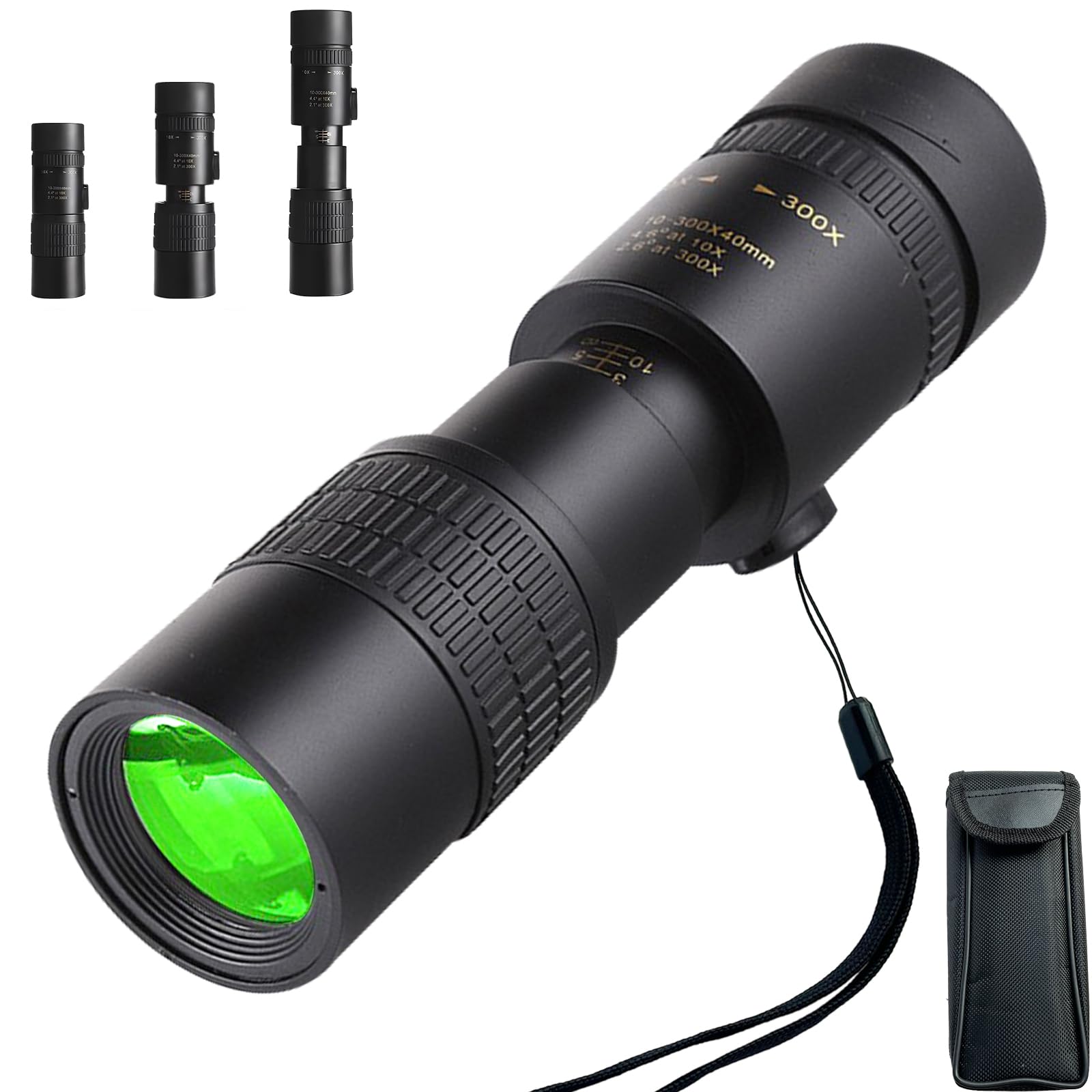 10-300x40 Monoculars for Adults High Powered – Zoom Monocular Telescope with BAK4 & FMC Lens for Concerts, Birdwatching, Stargazing (Smartphone Adapter &Tripod NOT Include)