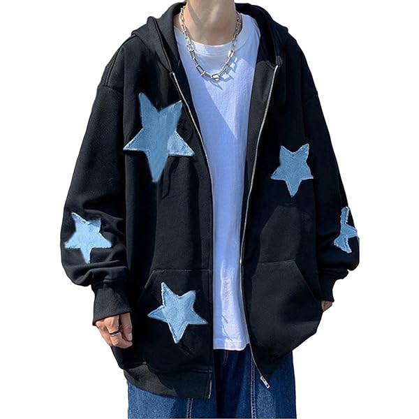 Sunwittafy Women Aesthetic Star Graphic Hoodie Y2k Zip Up Long Sunwittafy Women Aesthetic Star Graphic Hoodie Y2k Zip Up Long