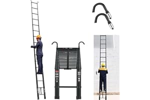 ANSIMIDA Telescoping Ladder 20FT Compact Extension Ladder with 2 Detachable Roof Hooks Aluminum Lightweight Collapsible Ladder for Home, RV, 330lbs Max Capacity