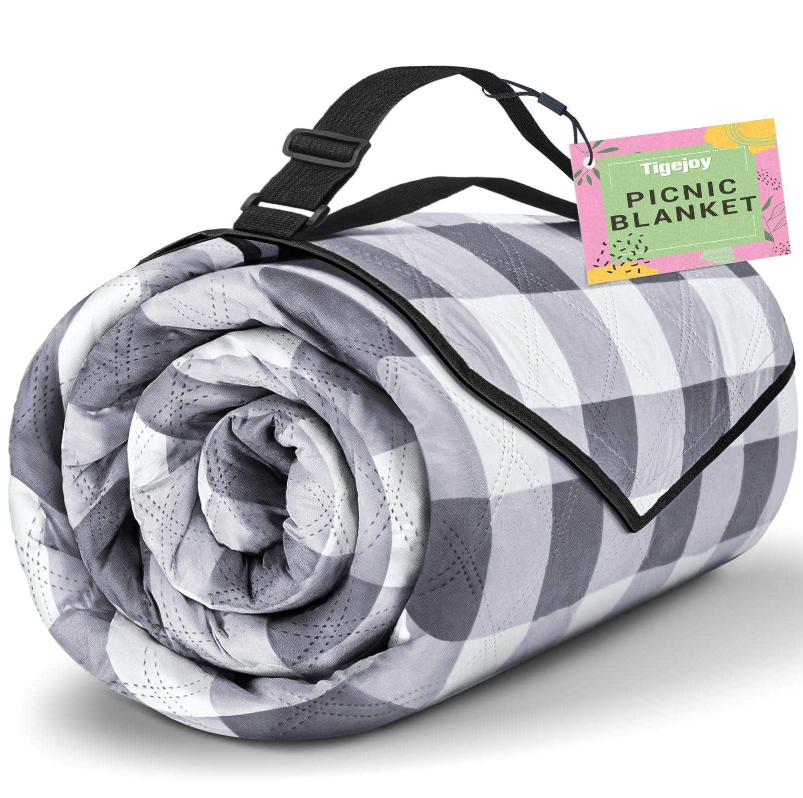 Photo 1 of TigeJoy Extra Large Picnic Blanket Waterproof Foldable 60''x80'', Outdoor Picnic Mat Beach Blanket Sandproof for Park, Grass, Travel, Hiking, Camping Essentials, Gingham Picnic Blanket