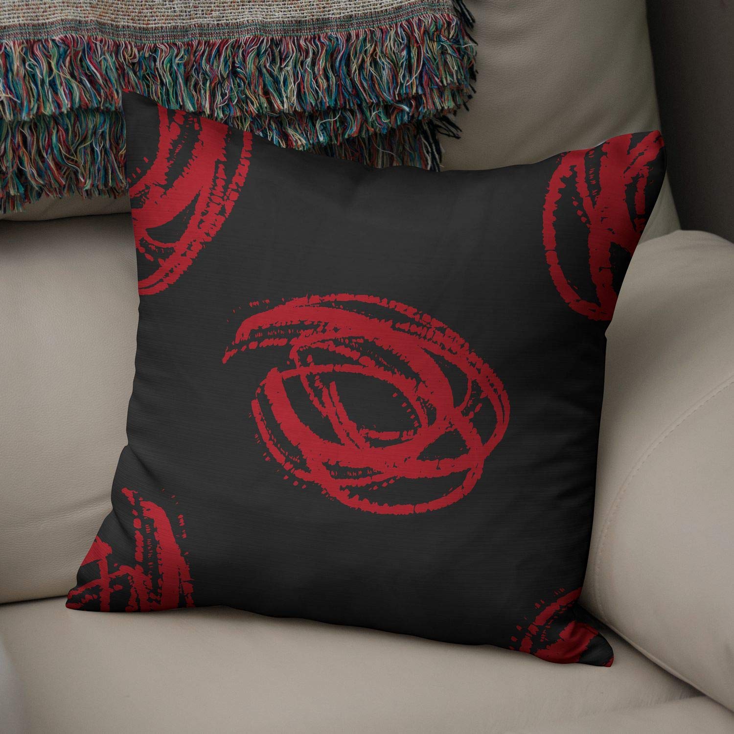 Bonamaison Decorative Cushion Cover Red & Black, Throw Pillow Covers, Home Decorative Pillowcases for Livingroom, Sofa, Bedroom, Size: 50x50 Cm - Designed and Manufactured in Turkey
