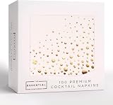 The Essential Concierge Cocktail Napkins 100 Pack 5x5 3-Ply Silver Gold view 1