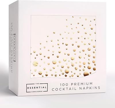 The Essential Concierge Cocktail Napkins 100 Pack 5x5 3-Ply Silver Gold