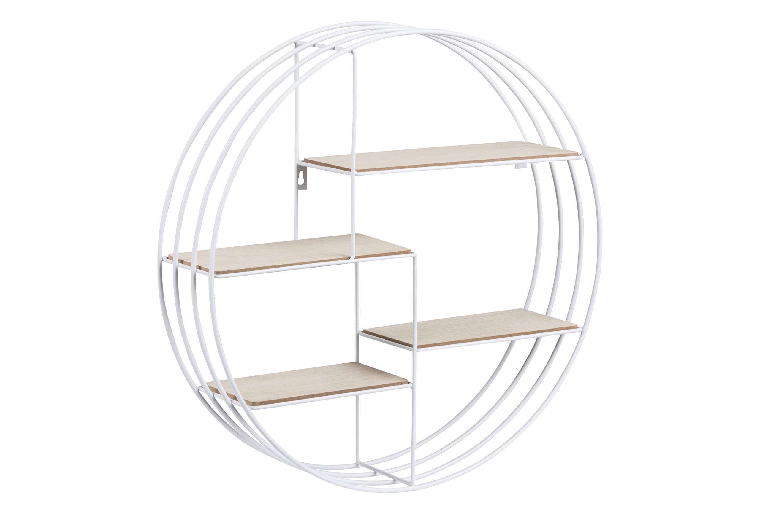 AC Design Furniture Nadine Round Wall Shelf with 4 Shelves in White Metal, Small Wall Decor, White Floating Shelf, Hanging Shelf in Industrial style, H: 45 x W: 45 x D: 10 cm
