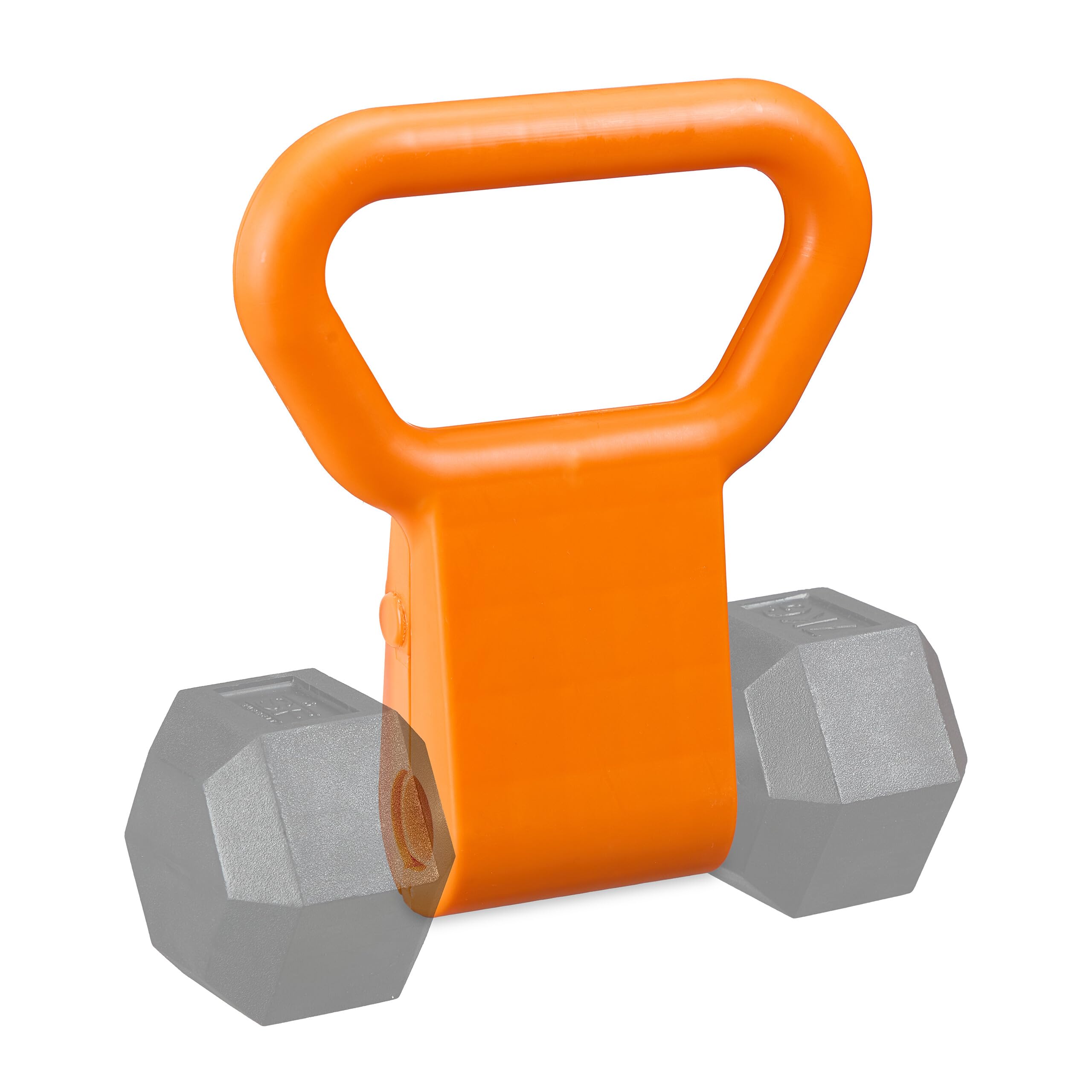 Relaxdays Kettlebell Grip, Dumbbell Handle Adapter, Weight Holder, Plastic, for Training, HxWxD: 28 x 23 x 7 cm, Orange