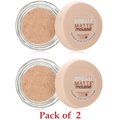 Maybelline Dream Matte Mousse Foundation, Porcelain Ivory Light [1], 0.64 oz Pack of 2