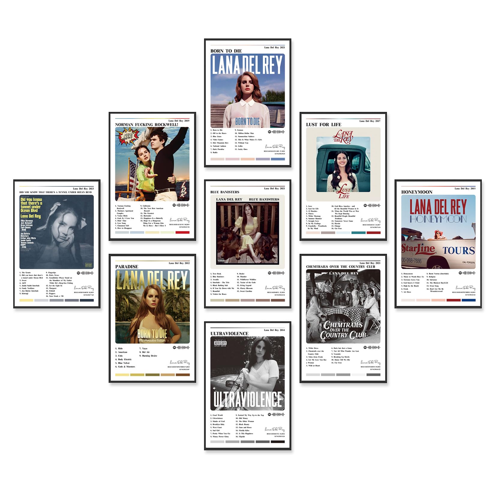 Lana Del Rey Posters (9 Pcs 8x12 inch) Album Cover Music Posters Unframed Paper Prints Wall Art Room Decor Bjork Poster Records for Wall Aesthetic