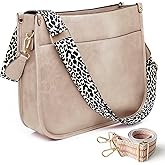 AUYOCO Vegan Leather Crossbody Bags for Women, Crossbody Purse with Guitar Strap Zipped Pockets Handbag Shoulder Bag