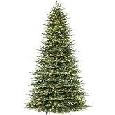 Hykolity 12 ft Prelit Artificial Christmas Tree with 850 Warm White LEDs | 8,165 Mixed PE and PVC Tips, Hinged Design and Sturdy Metal Stand