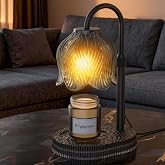 Flower Candle Warmer Lamp, Timer &amp; 4-Level Dimmer, Adjustable Height | Flameless Electric Wax Warmer for Jar Candles, Includes 2 Bulbs, Black, Home Decor Gift for Mom &amp; Women, Housewarming