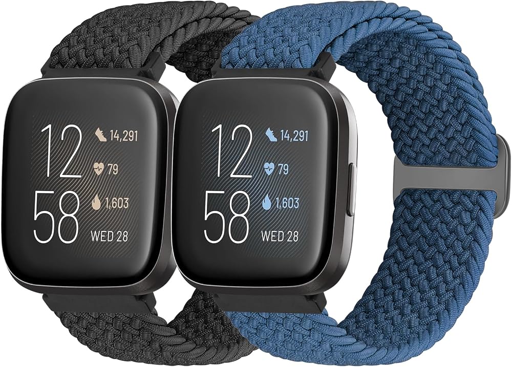 Bcuckood Braided Strap for Fitbit Versa 2 Versa Lite Versa SE 2-Pack