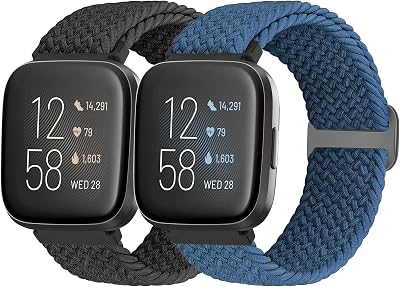 Bcuckood Braided Strap for Fitbit Versa 2 Versa Lite Versa SE 2-Pack