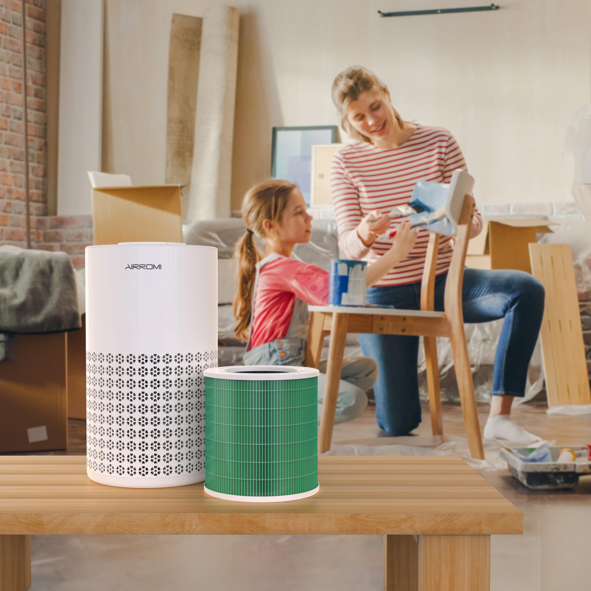 AIRROMI A2001 HEPA Air Purifier Replacement Filter, 3-In-1 Original Filter, Removes 99.97% of 0.3 Micron Particles, Green Activated Carbon Filter - Toxin Absorber Specialty-1 Pack
