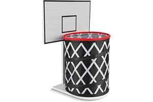 LXURY Trash Can Basketball Hoop,Basketball Trash Can,Waste Basket,Basketball Gift,Basketball Trash Can Holder for Home,Bedroom,Office,Gym,Including 1pc Pop Up Garbage Can,Size 9.8" X 11.8",Wood Backboard