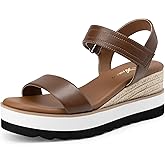 Athlefit Espadrille Wedge Sandals for Women, Open Toe Ankle Strap Low Wedge Heel Platform Sandals for Summer