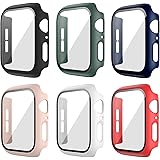 6 Pack Hard Case Compatible for Apple Watch Series 3 42mm with Built-in Tempered Glass Screen Protector,JZK Thin Bumper Full 