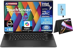 HP Spectre x360 AI Powered 2-in-1 Laptop 16" Touchscreen OLED 2.8K Display (Intel Ultra 7-155H, 32GB LPDDR5X, 2TB SSD, Backlit KB, Fingerprint, 2 Thunderbolt 4, Win11Pro) w/DKZ USB Port Expander