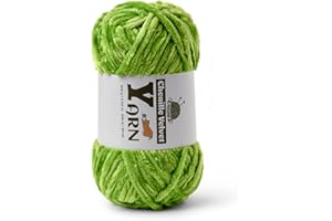SEKAFRIS Plush Chenille Chunky Yarn - Fluffy Velvet Yarn Crochet for Blanket Knitting and Crocheting - Soft Baby Yarn for Crocheting - Amigurumi Crochet Yarn 100g (87dy) (Emerald Green)