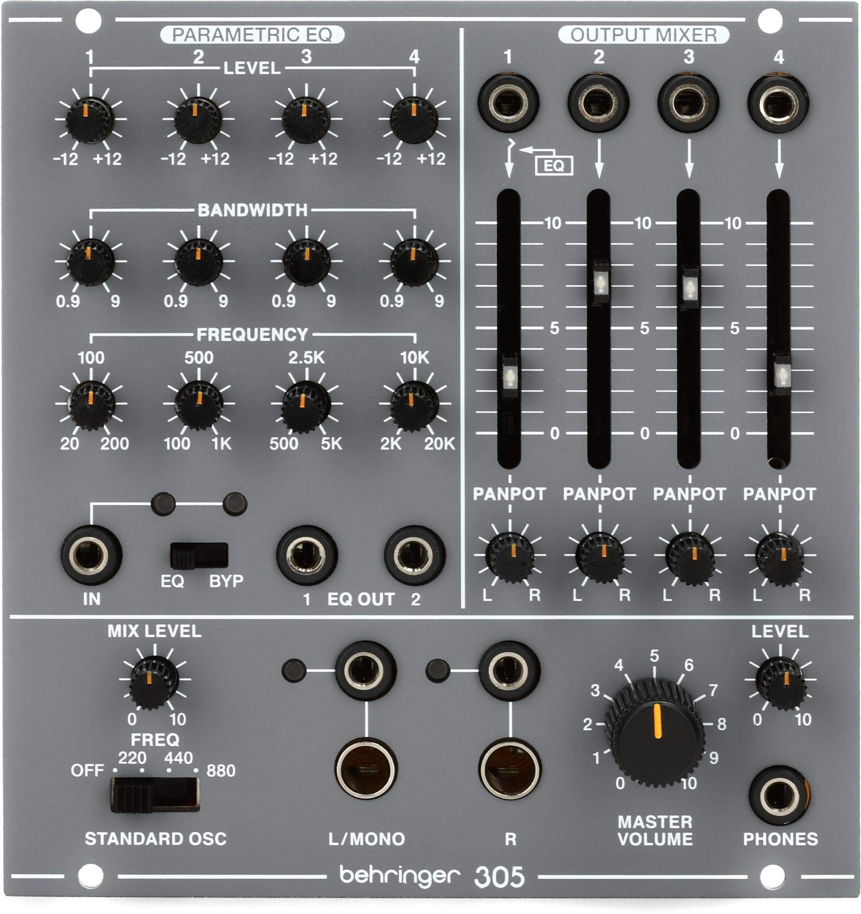 Behringer 305 EQ/MIXER/OUTPUT Legendary Analog Parametric EQ, Mixer and Output Module for Eurorack