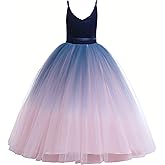 Glamulice Flower Girls Spaghetti Strap Tulle Dress Long A Line Wedding Pageant Dresses Princess Birthday Party Ball Gown