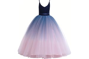 Glamulice Flower Girls Spaghetti Strap Tulle Dress Long A Line Wedding Pageant Dresses Princess Birthday Party Ball Gown