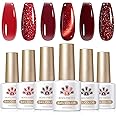 Born Pretty Jelly Burgundy Gel Nail Polish Ruby Red Glitter Cat Magnetic Eye Gel Nail Polish Blood Cherry Wine Red Gel Polish Collection Soak Off Gel Nail Kit Minicure DIY Gifts 6PCS