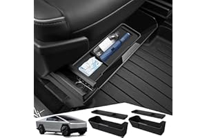 Terapaton 2 PCS Front Under Seat Storage Box for 2024 Tesla Cybertruck Accessories, Under Seat Organizer Hidden Tray with Silicone Pad for Cybertruck, Easy to Clean Maximize Hidden Space