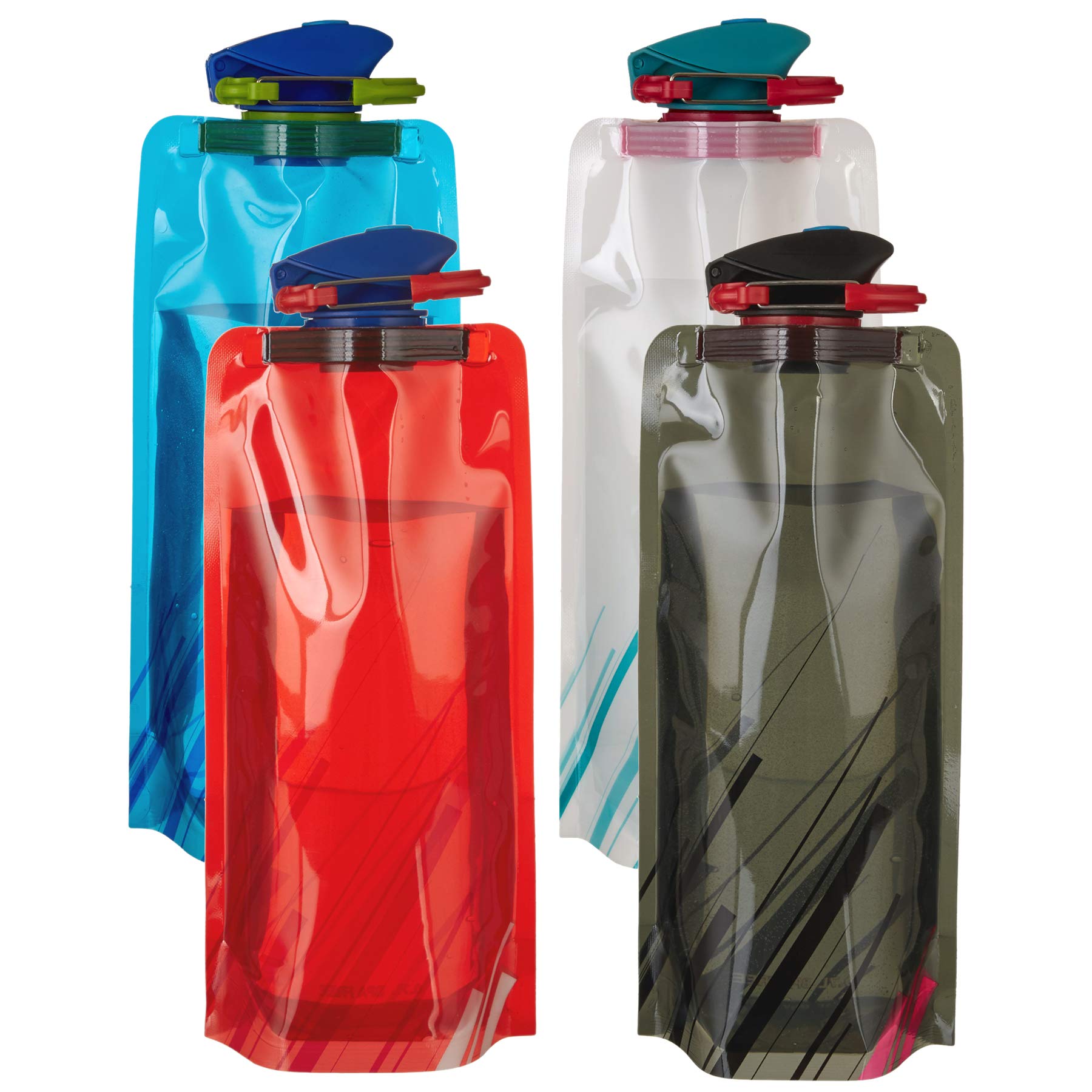 Scarlet Sport Compact Foldable Drinking Bottle (700 ml); Set of 4 Bottles; BPA-Free; Flexible, Rollable, Collapsible, Reusable