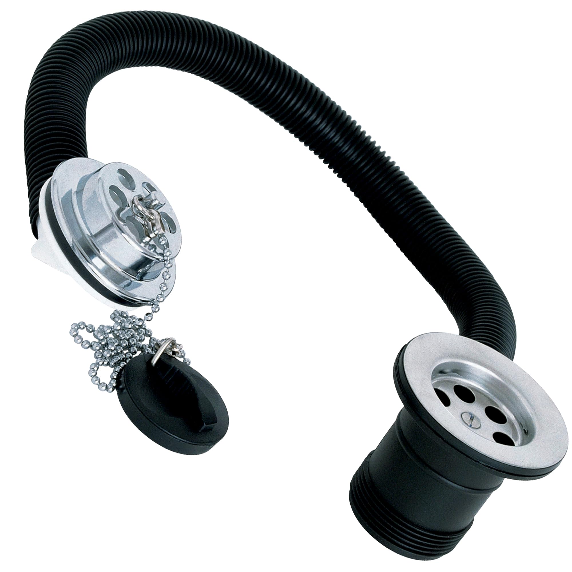 Deva FOV414 Plastic Bath Waste with Overflow and Plug Chrome Finish, 1-1/2"