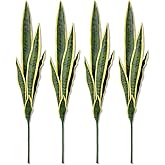 Tregefly 4 Pcs Artificial Snake Plants 30.3" Faux Agave Fake Sansevieria Artificial Silk Plastic Greenery Plant for Home Garden Office Store Indoor and Outdoor Decoration, Yellow