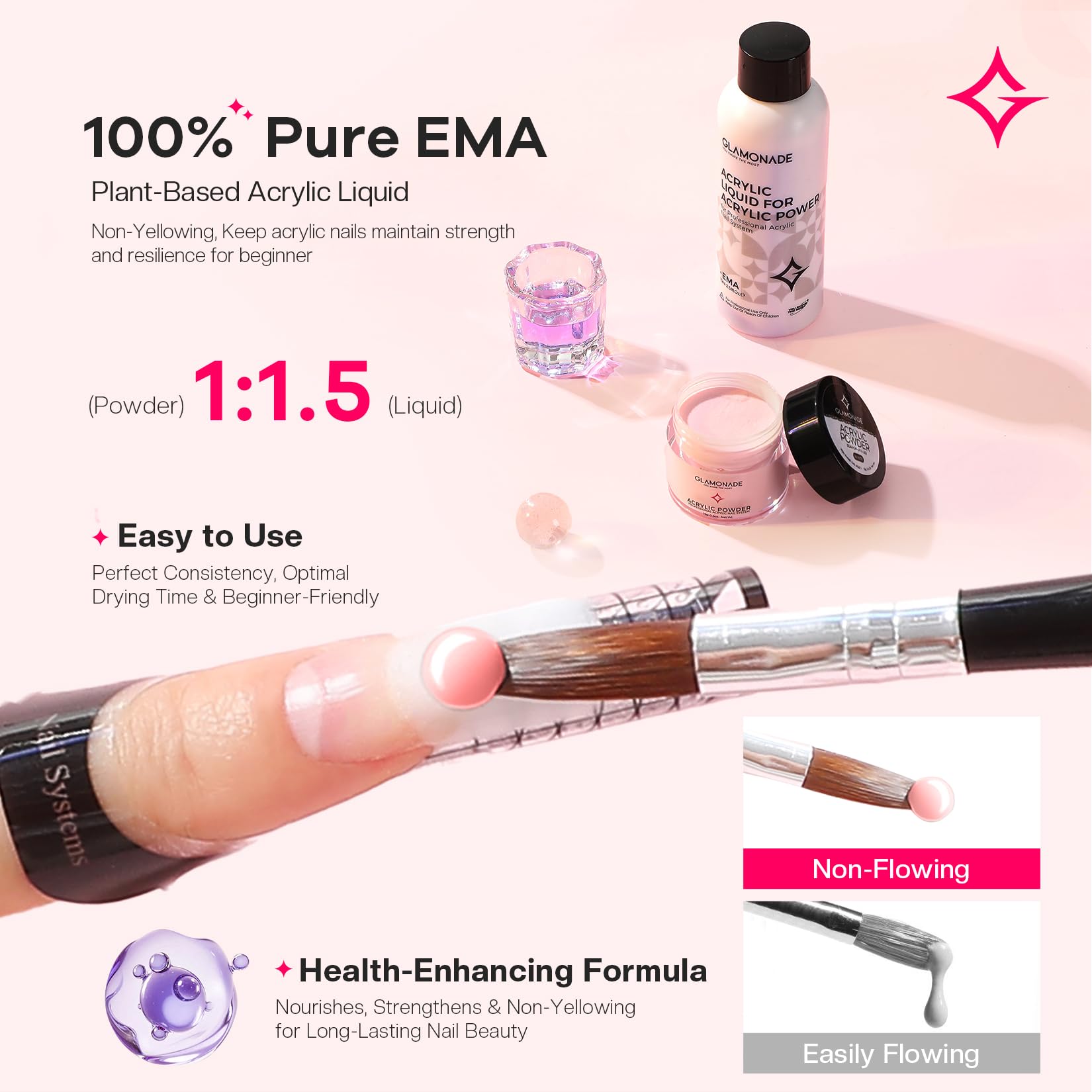 Glamonade Acrylic Nail Kit for Beginners: Professional Acrylic Nail Kit Set with Everything with Drill Powder Nail Art Starter Tech Kit at Home Salon Gift - Image 5