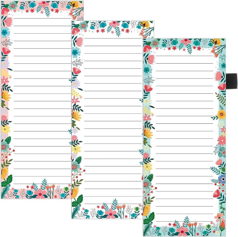 Thboxes 3 Pack Magnetic Shopping List Pad Fridge 180 Sheets Floral Style