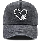 Dog Paw Print with Love Heart Hat for Women Men, Funny Adjustable Cotton Embroidered Dog Lovers Gifts Baseball Cap