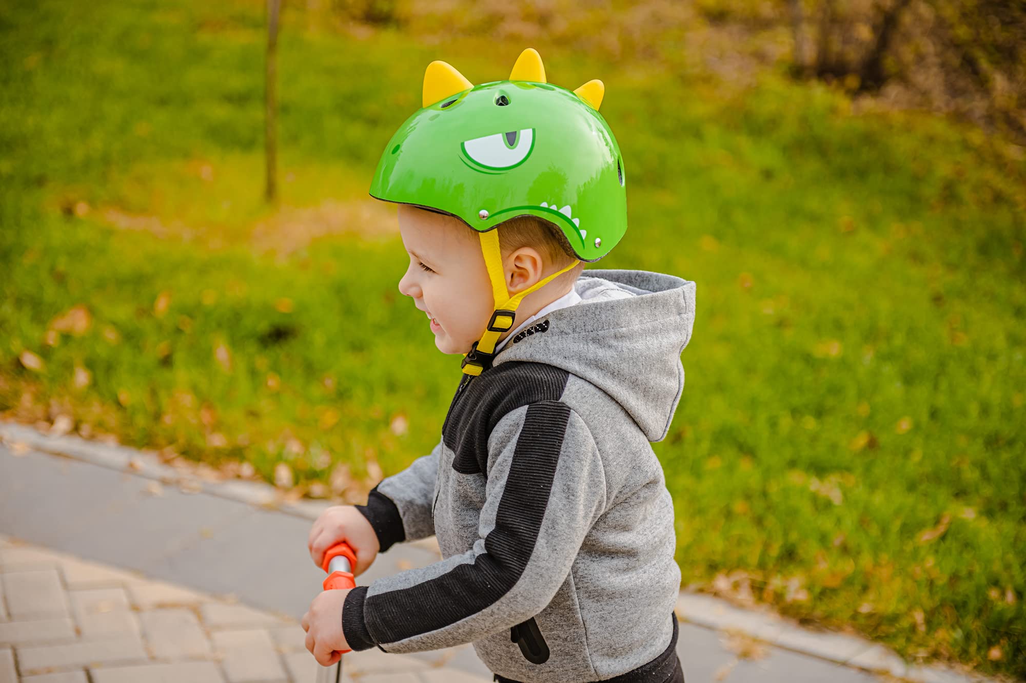 Kids Bike Helmet Toddler to Youth Sizes for Boys Girls Dinosaur Helmet Blue Green Dino Helmets for Multi-Sport