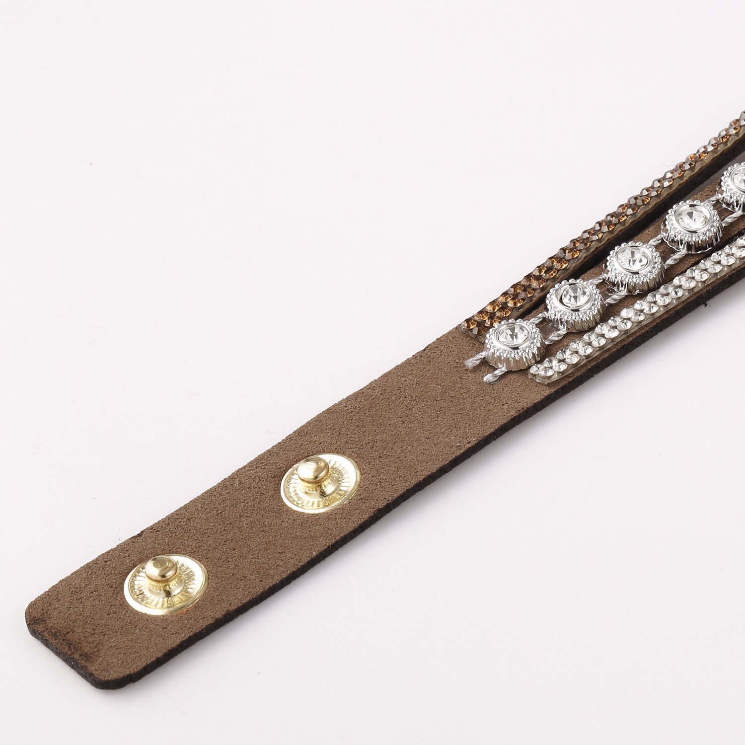 Zouvo Women Fashion Casual Decor Round Rhinestone Bracelet Watch (Coffee)