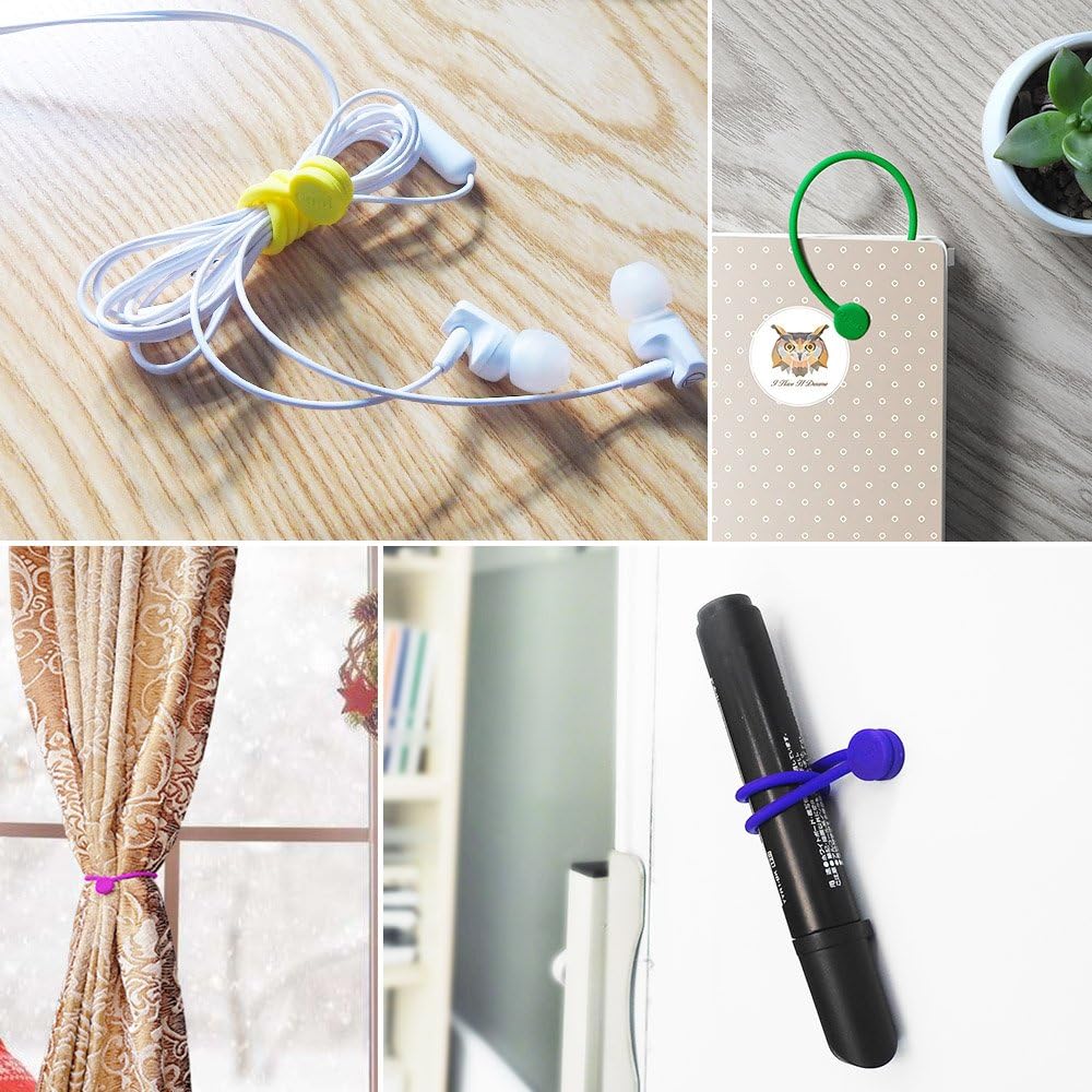 Smart&Cool 7.16'' | Reusable Silicone Strong Magnetic Cable Ties/Magnetic Twist Ties for Bundling and Organizing, Holding Stuff, Book Markers, Fridge Magnets, or Just for Fun (10 Colors-20Pack): Home Improvement