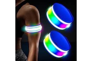 HOERAONR LED Armband Rechargeable for Running(2 Pack),Light Up Arm Bands for Night Walking,Running Lights for Runners,High Visibility Reflective Running Gearr for Night Safety Light Up Wristbands