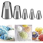 Suuker 5 Pieces Chrysanthemum Piping Tips Set | Stainless Steel, Cake Decorating Tips, Frosting Icing Tips, 402L 402 79 80 81