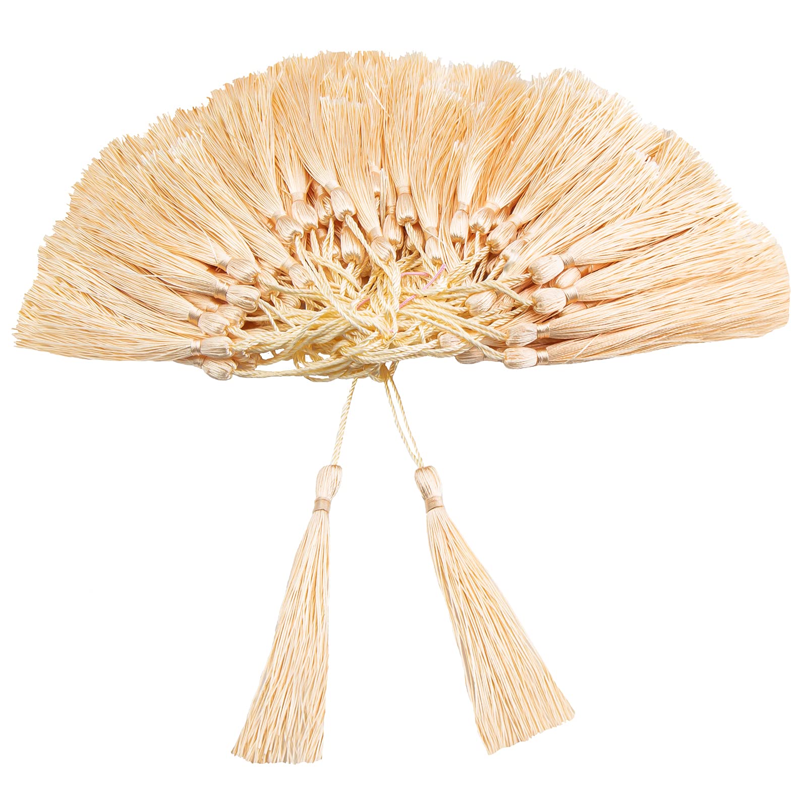 VAPKER 100 Pieces Peach Puff Color 13cm/5-Inch Silky Handmade Soft Tassels Floss Bookmark Tassels with 2-Inch Cord Loop for Jewelry Making, DIY Projects, Bookmarks