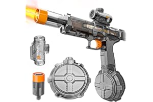 HAPYSTAR Electric Water Gun for Adults Kids, Automatic Squirt Gun with Long Range Up to 32FT Water Guns with LED Light Large Capacity WaterGuns Summer Outdoor Beach Swimming Pool Party Toy - Black