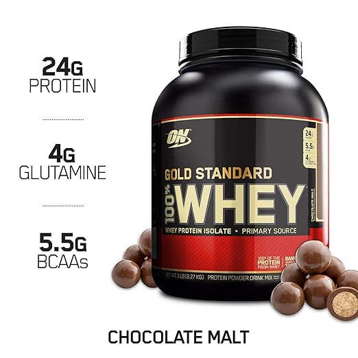 OPTIMUM NUTRITION GOLD STANDARD 100% Whey Protein Powder, Chocolate Malt, 5 Pound