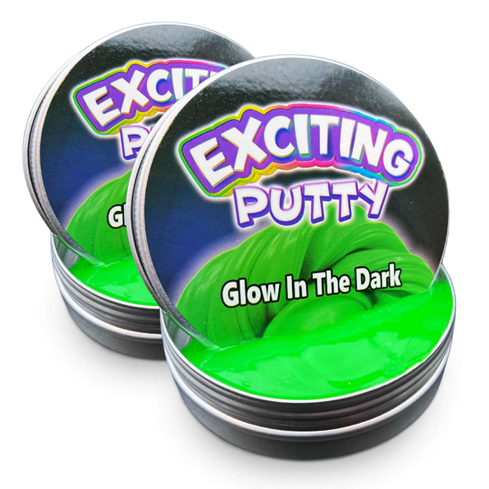 Glow in the Dark Putty - 2 x Squeezable Exciting Putties Non-Toxic Long Lasting Non-Drying Stress Relief Hand Exercise Science Learning & Fun for Kids