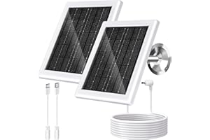 BOBUY Ring Solar Panel Charger, 5W Solar Panel for Security Camera, Compatible for Ring Camera with Battery, Waterproof Solar Panel with Type-C, Micro USB and DC Port Cable for Most Cameras(White,2 Pack)