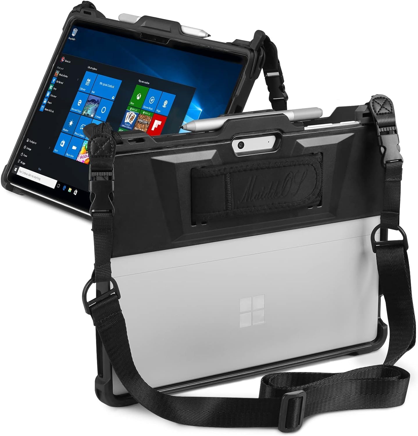 Photo 1 of Maiddos Microsoft Surface Pro 11/10/9 Case with Hand & Shoulder Strap, Pen Holder, Compatible with Type Cover Keyboard Rugged Protective Cover