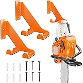 POKIPO Chainsaw Hanger, 2 Pack Chainsaw Holder Wall Mount Heavy Duty Metal Chainsaw Chain Hook Storage Loads 70 lbs Accessories Chainsaw Rack Organizer Save Space for Garden, Garage, Workshop