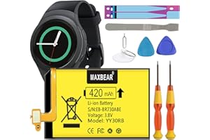 MAXBEAR Galaxy Gear S2 Battery, (Upgraded) 420mAh Replacement Battery EB-BR730ABE for Samsung Galaxy Gear S2 SM-R730 / Gear S2 Classic SM-R735 / Gear Sport SM-R600 with Repair Tool Kit