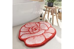 Ankah Plants Collection Bath Mat, Unique Natural Plant and Flower Shapes Design Bathroom Rug, Ultra Soft Microfibre, Medium-P