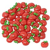 Honbay 50PCS Red Fruit Back to School Flatback Resin Charms Cartoon Sweet Fruit Slime Charms School Supplies Simulated Fruit Resin Embellishments Cute Fruit Food Resin Cabochons Decoration Accessories